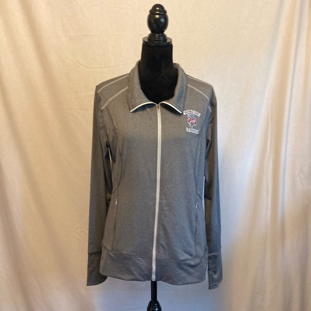Embroidered Wisconsin Badgers Zip Up - Lightweight, Dri-Fit Material